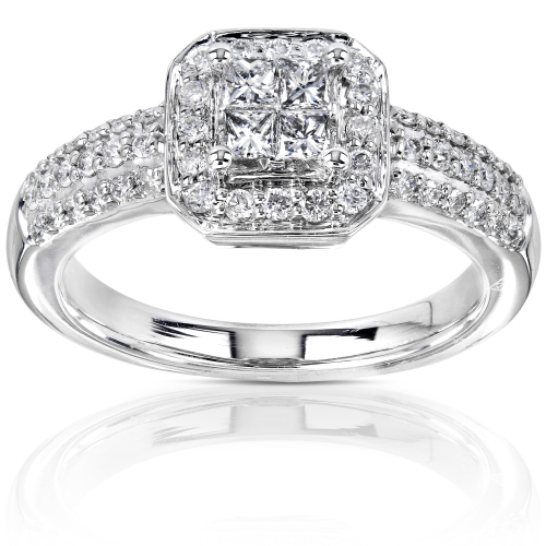 Princess Cut Diamond Ring in 14k White Gold 1/2ct TW